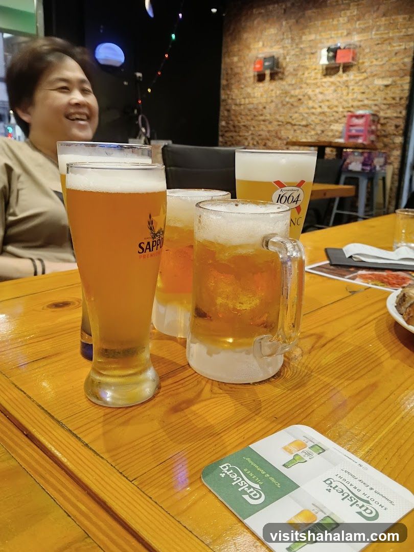 Beer Glasses on Table