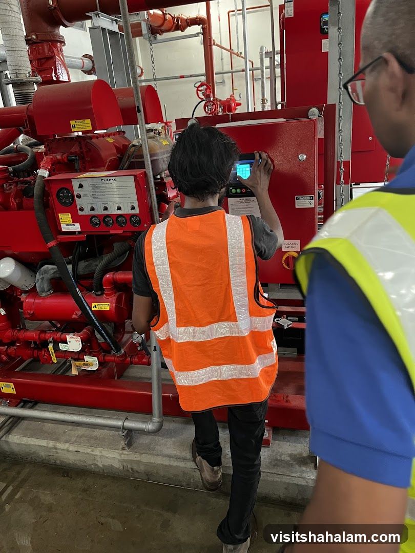 Technicians working on industrial equipment