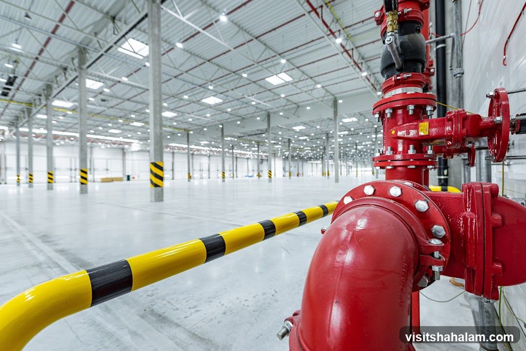 Industrial Warehouse Interior with Fire Suppression System