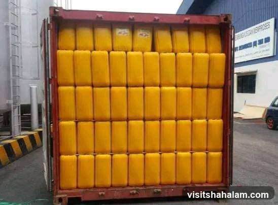 Shipping Container Filled with Yellow Containers
