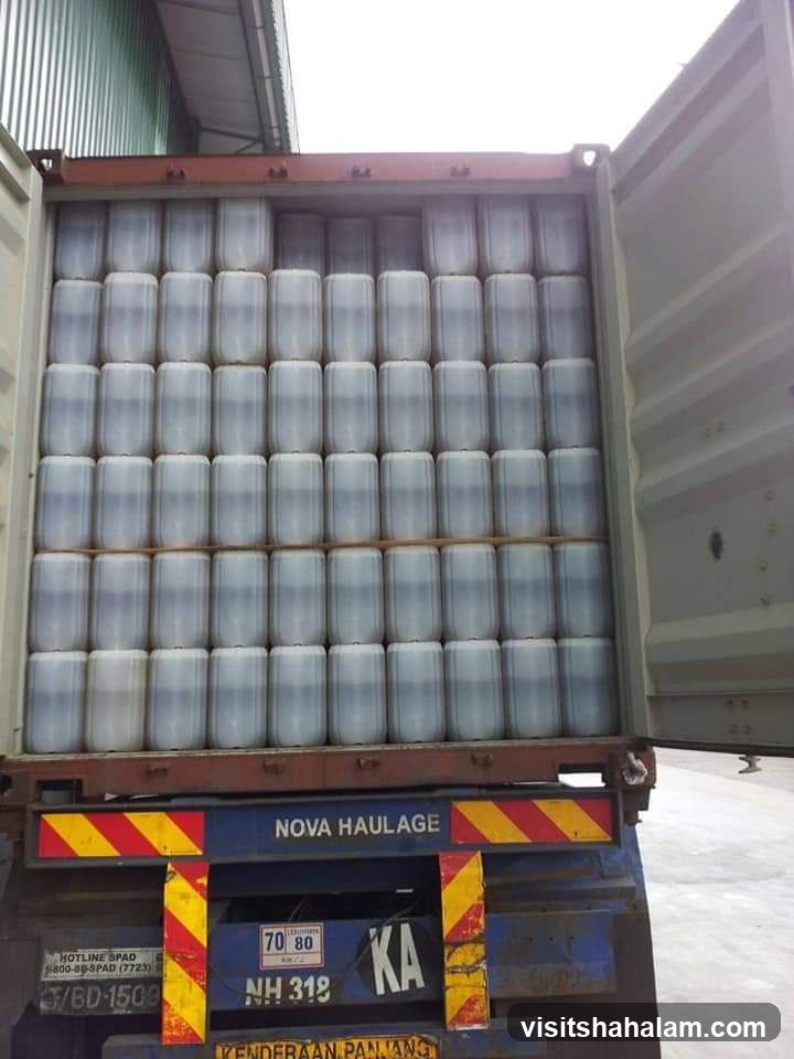 Shipping Container Filled with Barrels