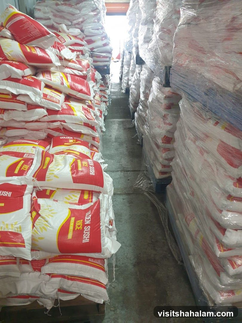 Bags of Rice in Storage