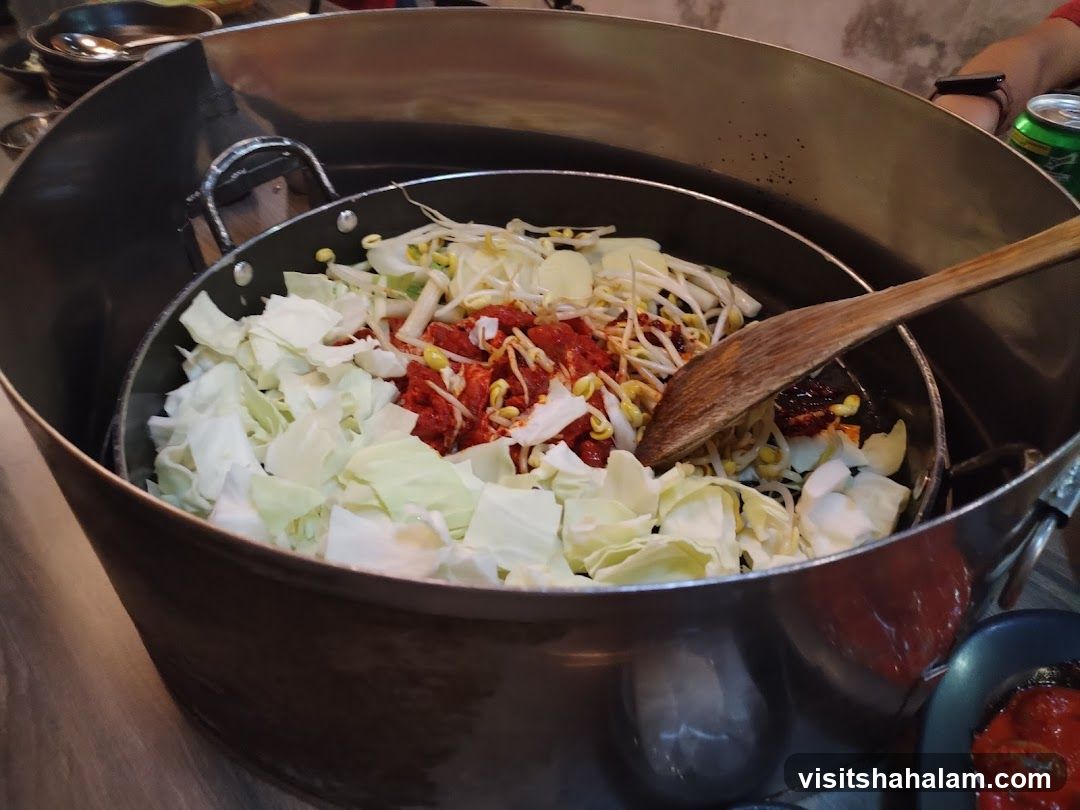 Stir-fry ingredients in a pot