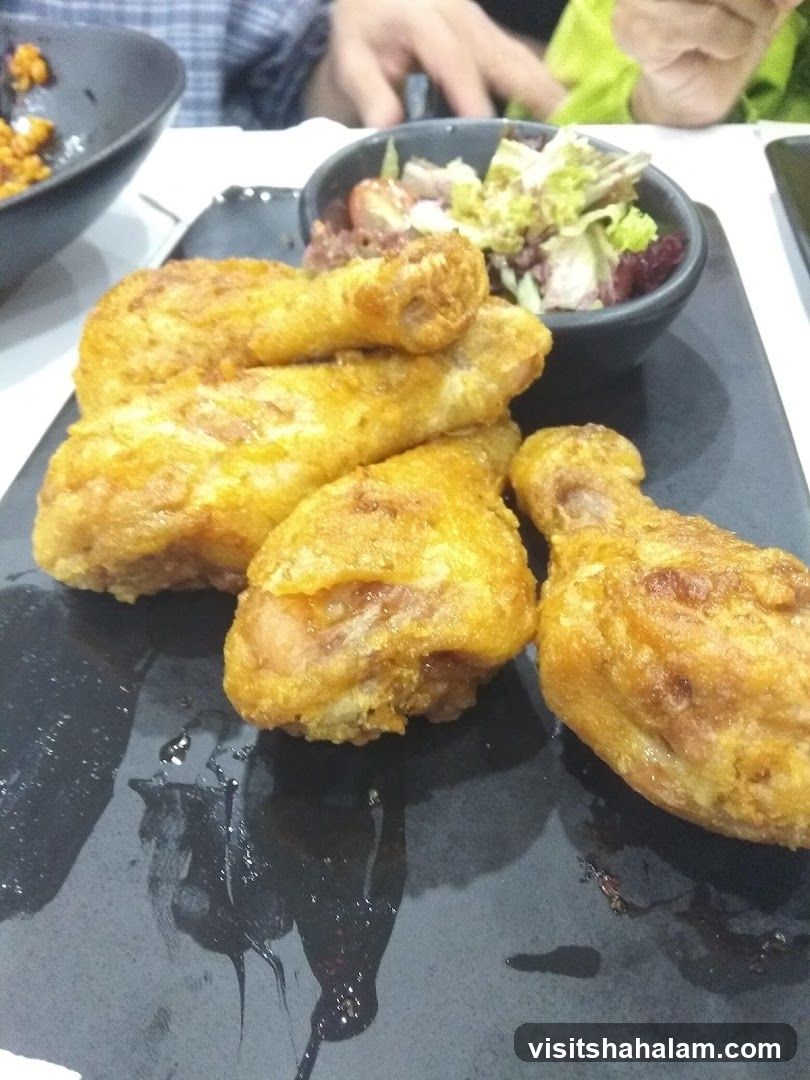 Fried Chicken Drumsticks with Salad