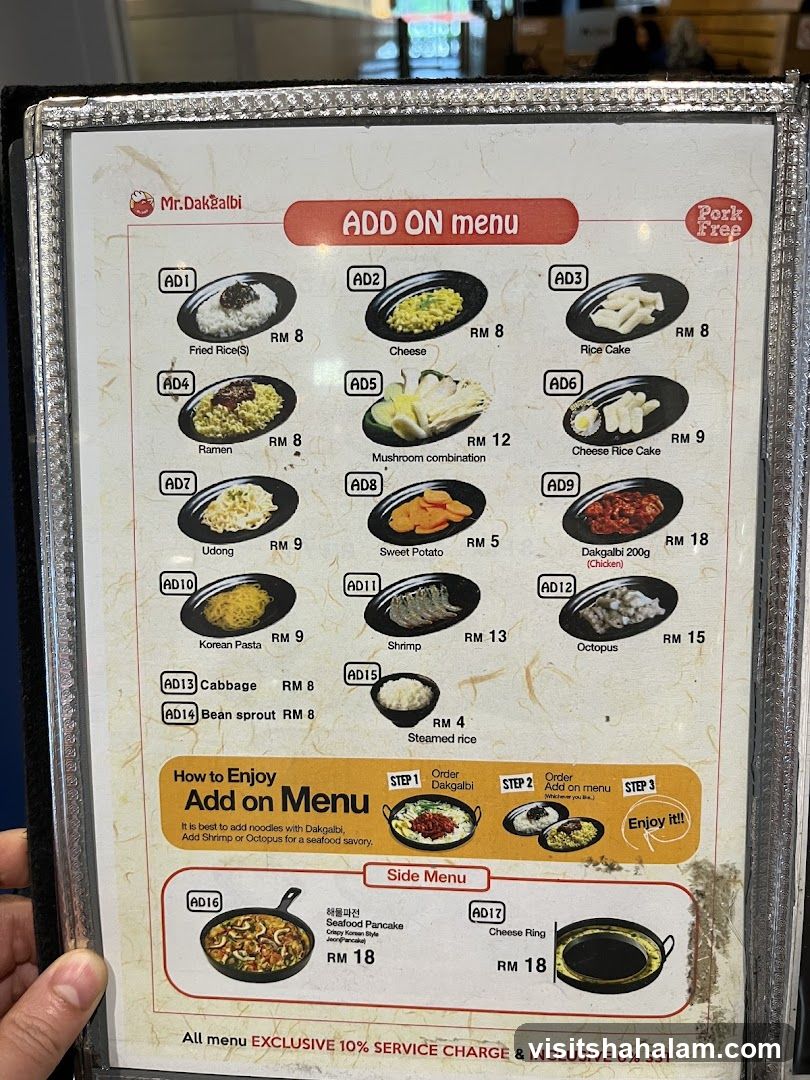 Mr.Dakgalbi ADD ON menu