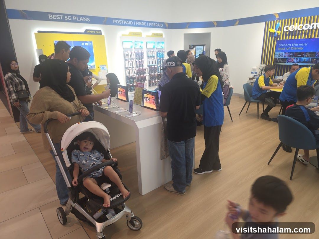 Customers browsing in a telecommunications store