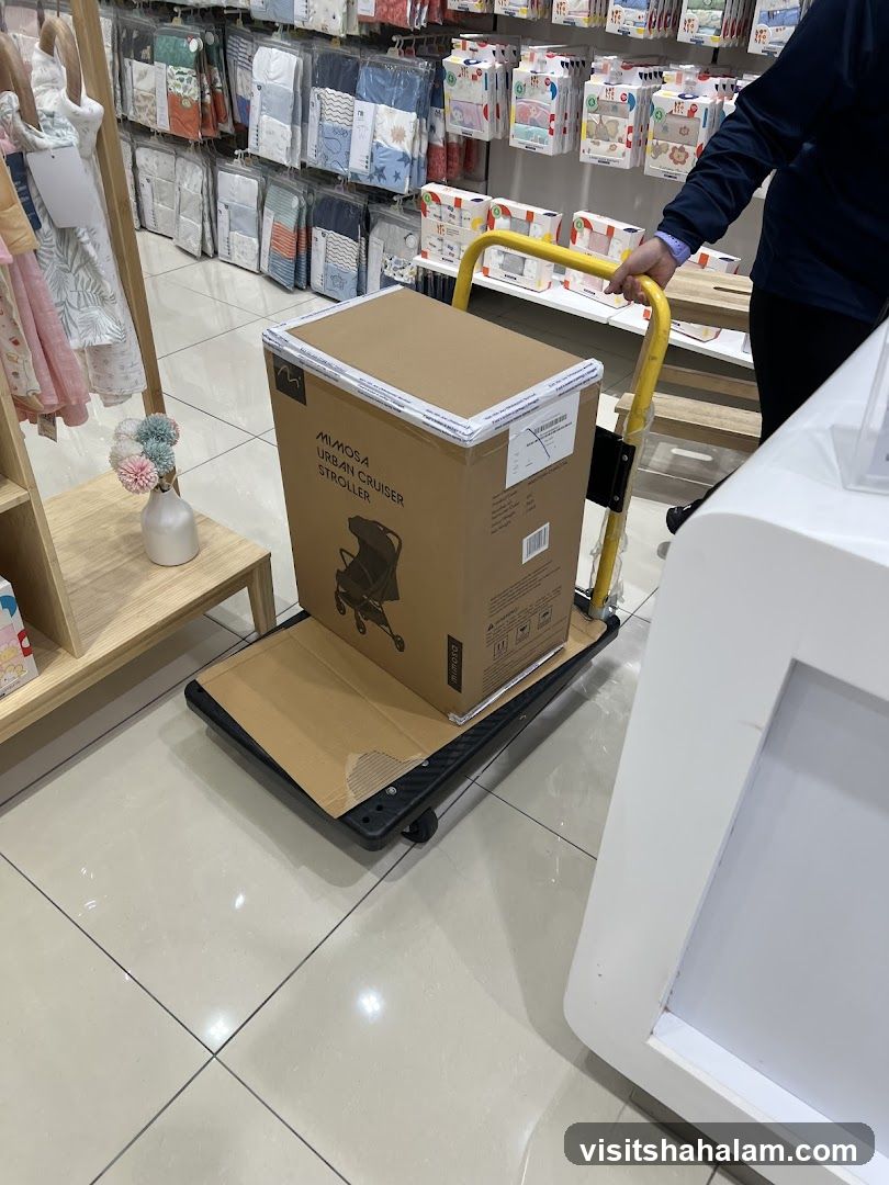 Stroller Box on Cart in Store