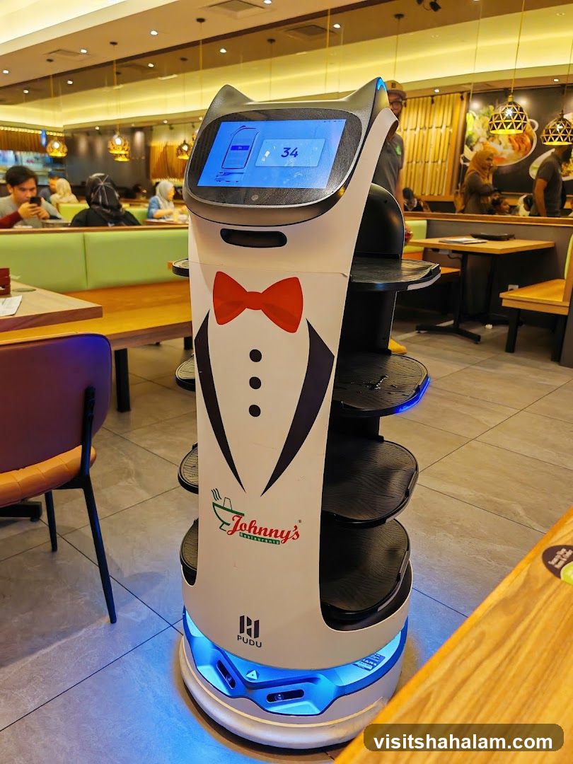 Robot waiter in a restaurant
