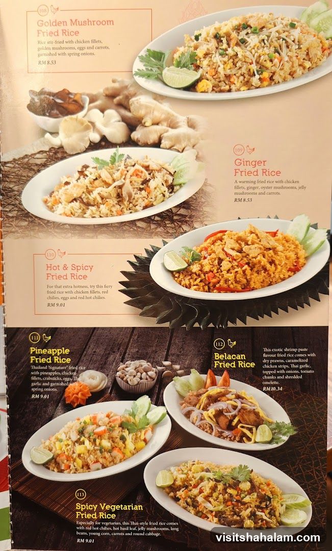 Fried Rice Menu