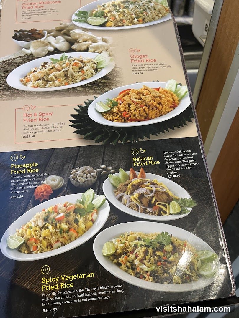 Fried Rice Menu
