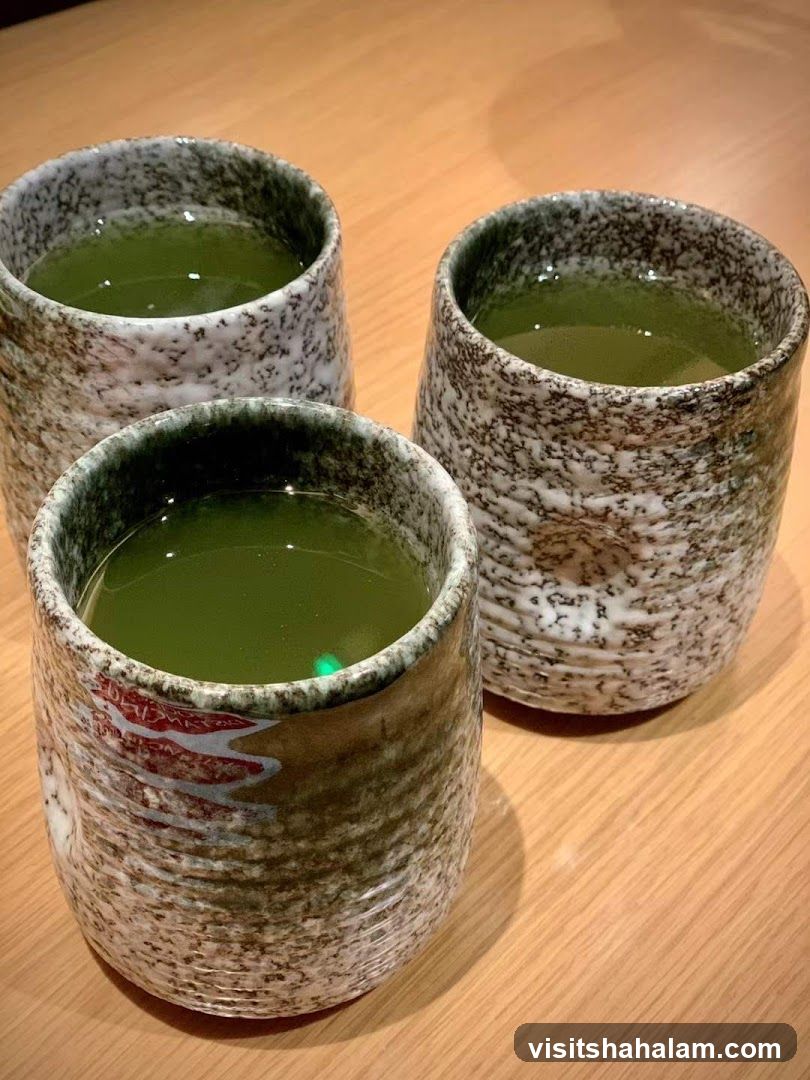 Three cups of green tea