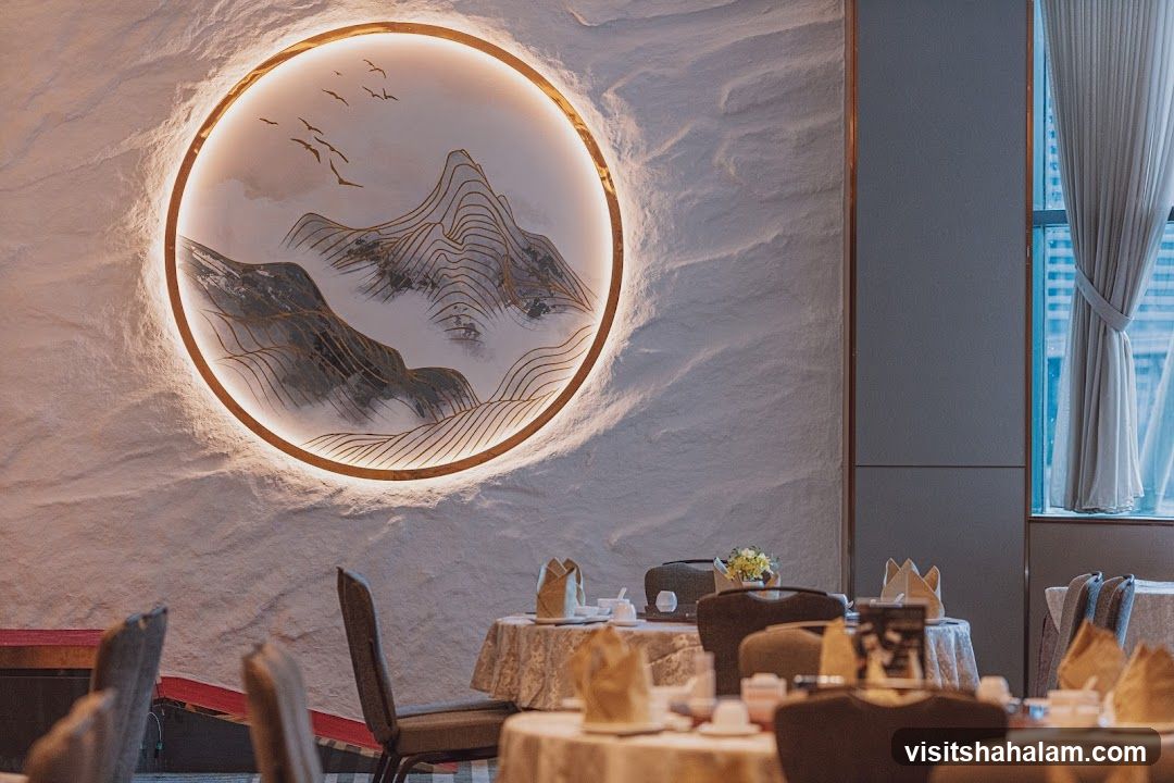 Restaurant Interior with Mountain Artwork