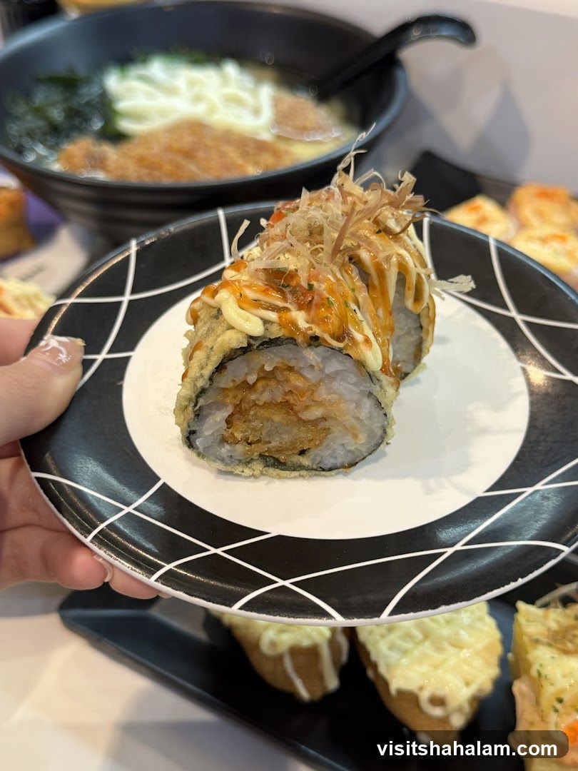 Fried Sushi Roll and Udon Soup