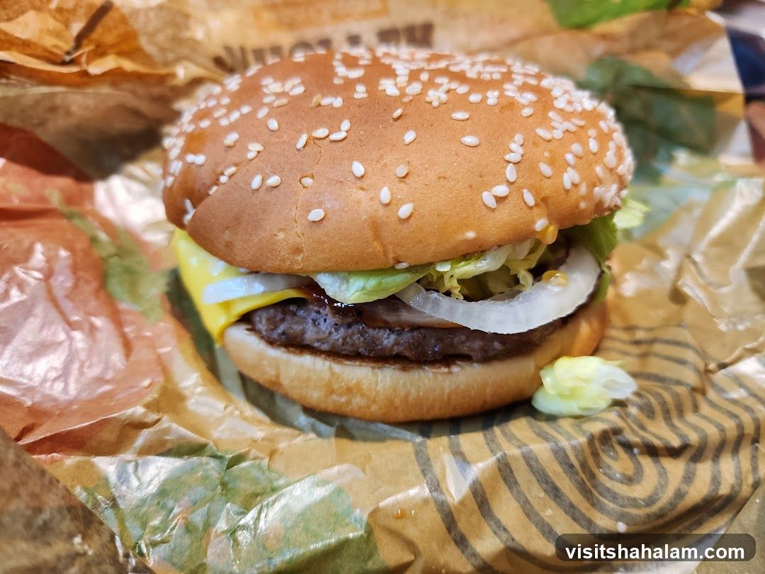 Burger on wrapper