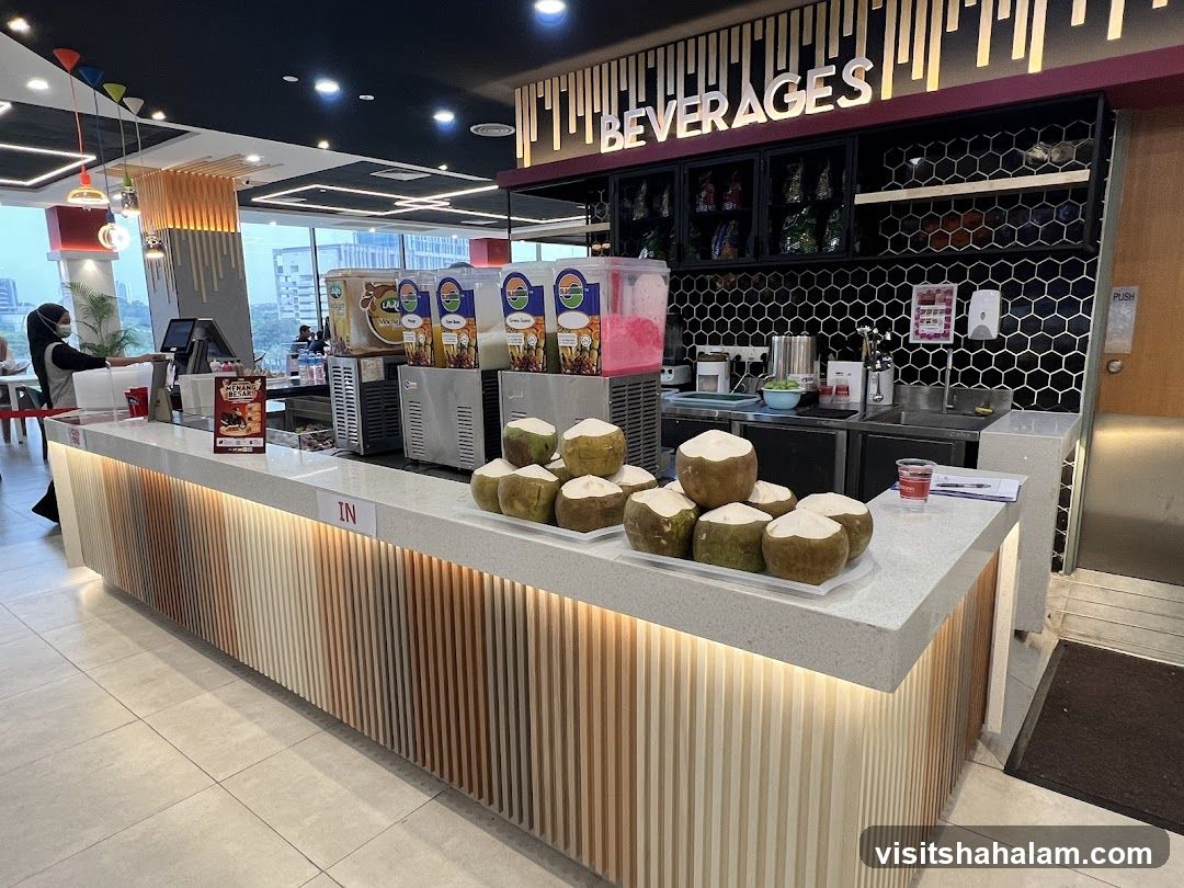 Beverage Counter with Coconuts