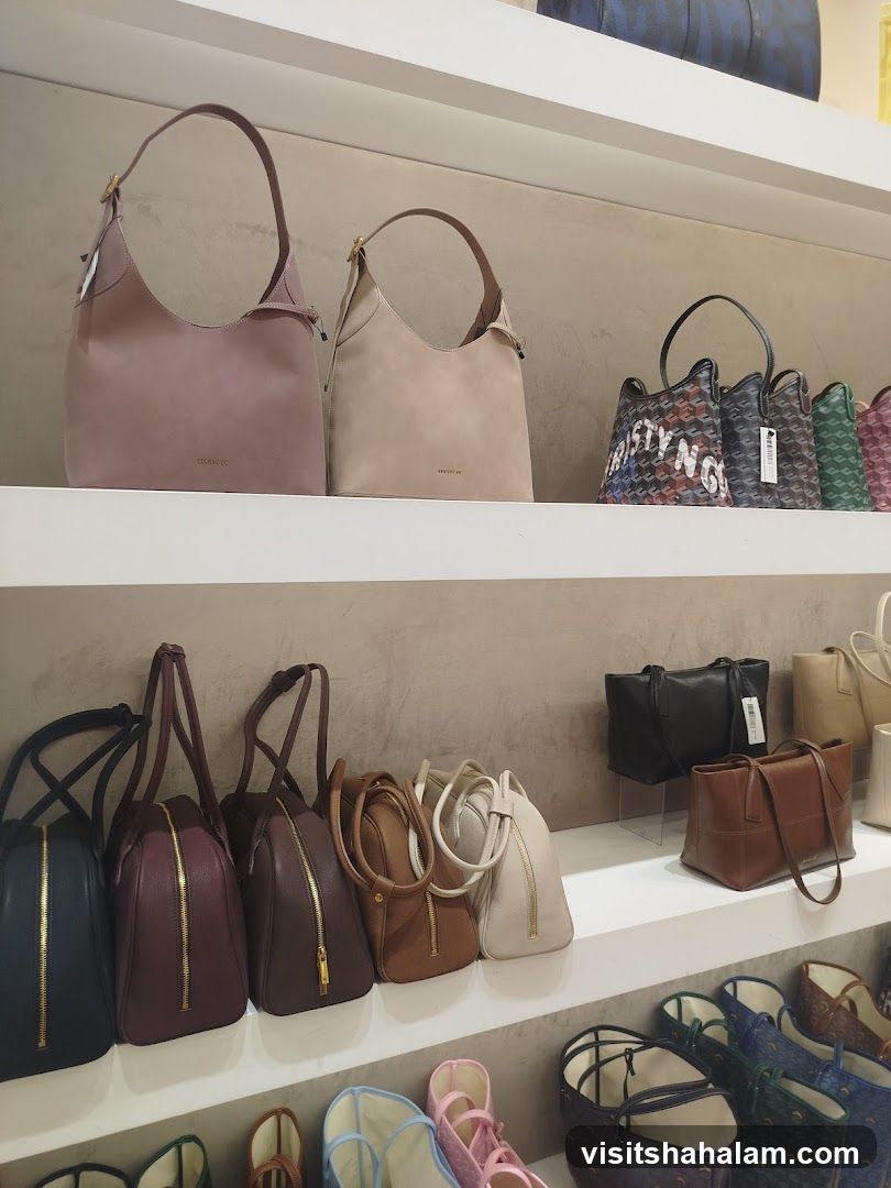 Handbags on display