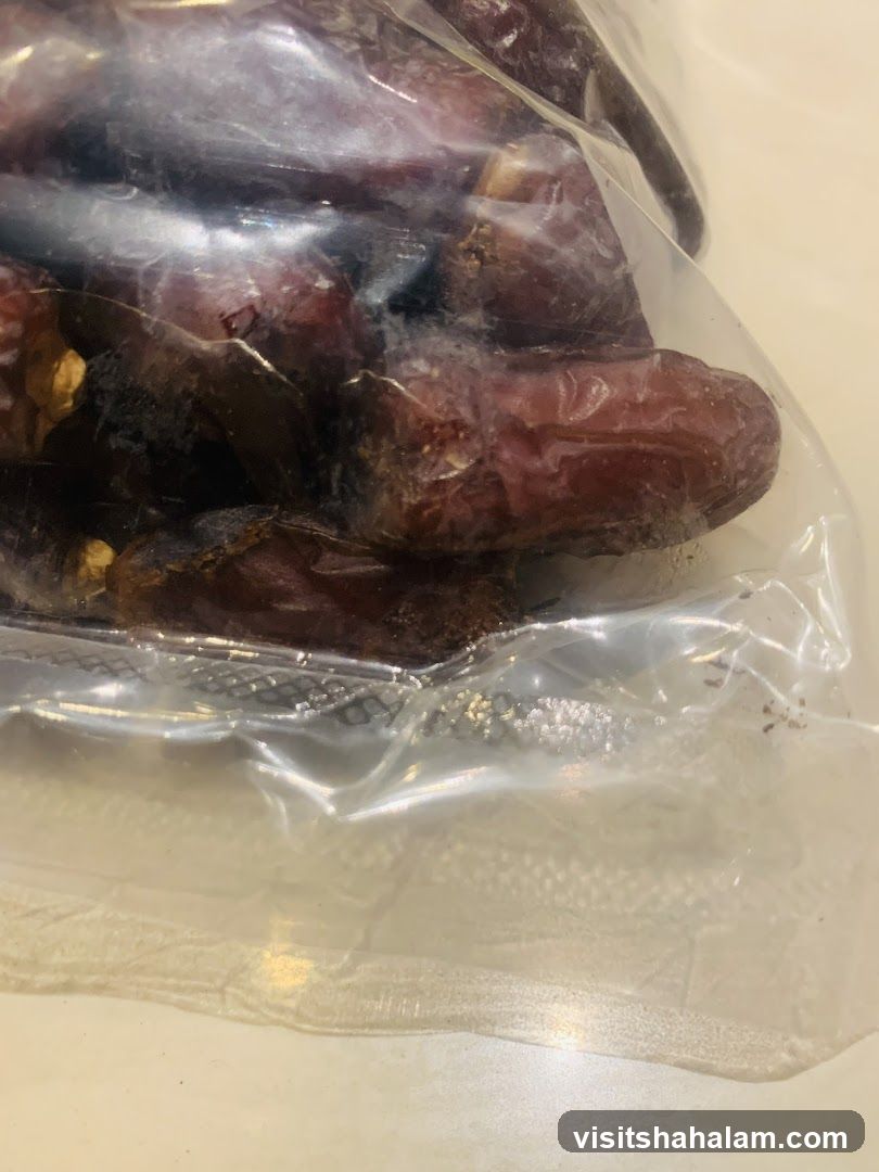 Dates in a plastic bag