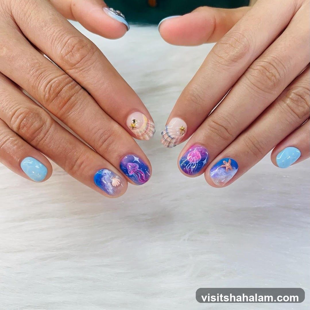 Nail Art with Ocean Theme