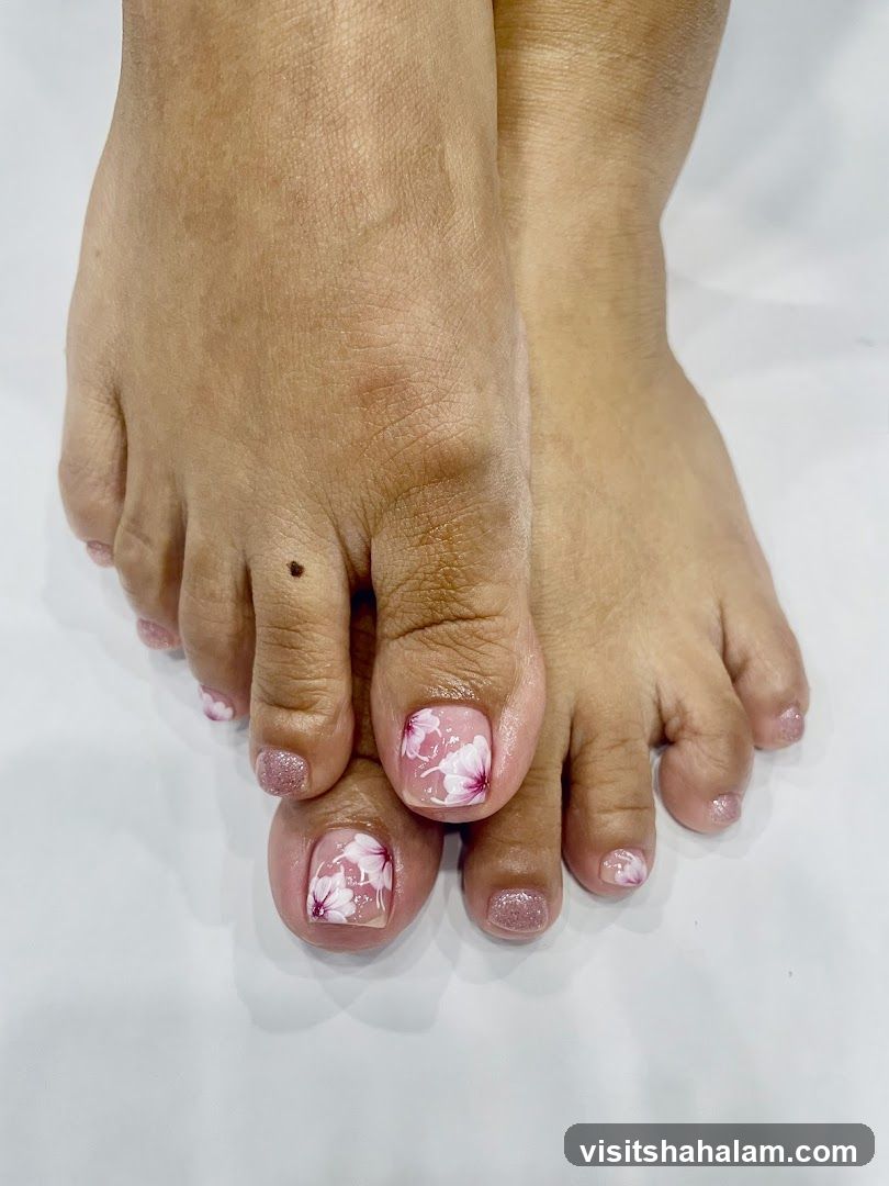 Pedicure with Floral Design