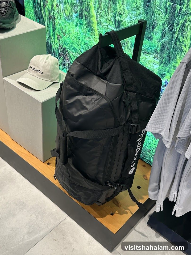 Columbia Backpack and Hat Display