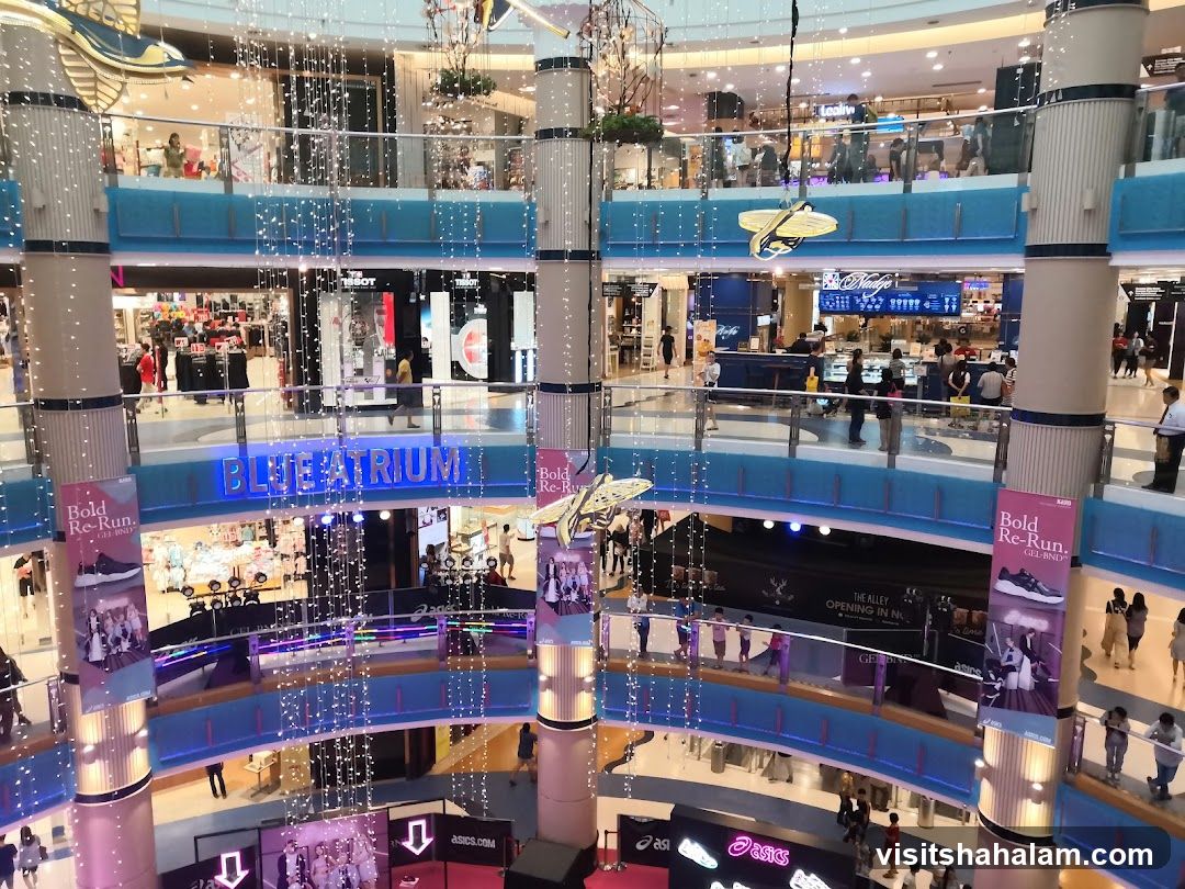 Mall Interior with Blue Accents