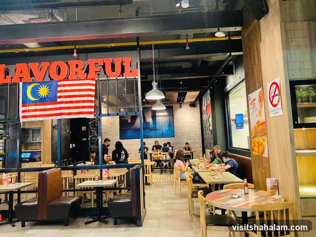 Restaurant Interior with Malaysian Flag