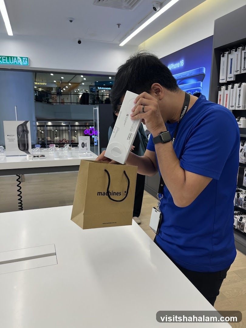 Man examining a product box