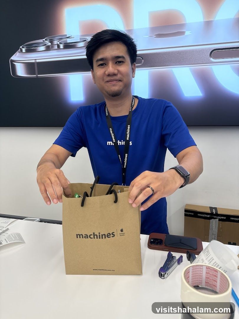 Salesperson with shopping bag