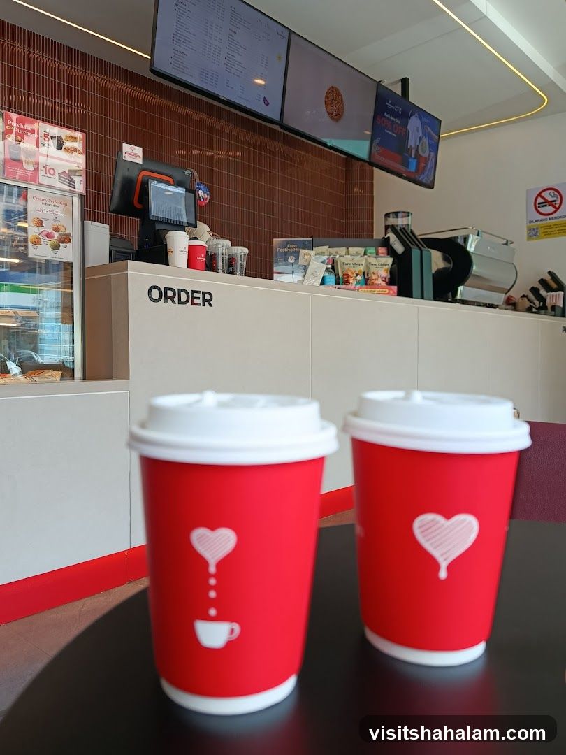 Coffee Shop Counter with Drinks