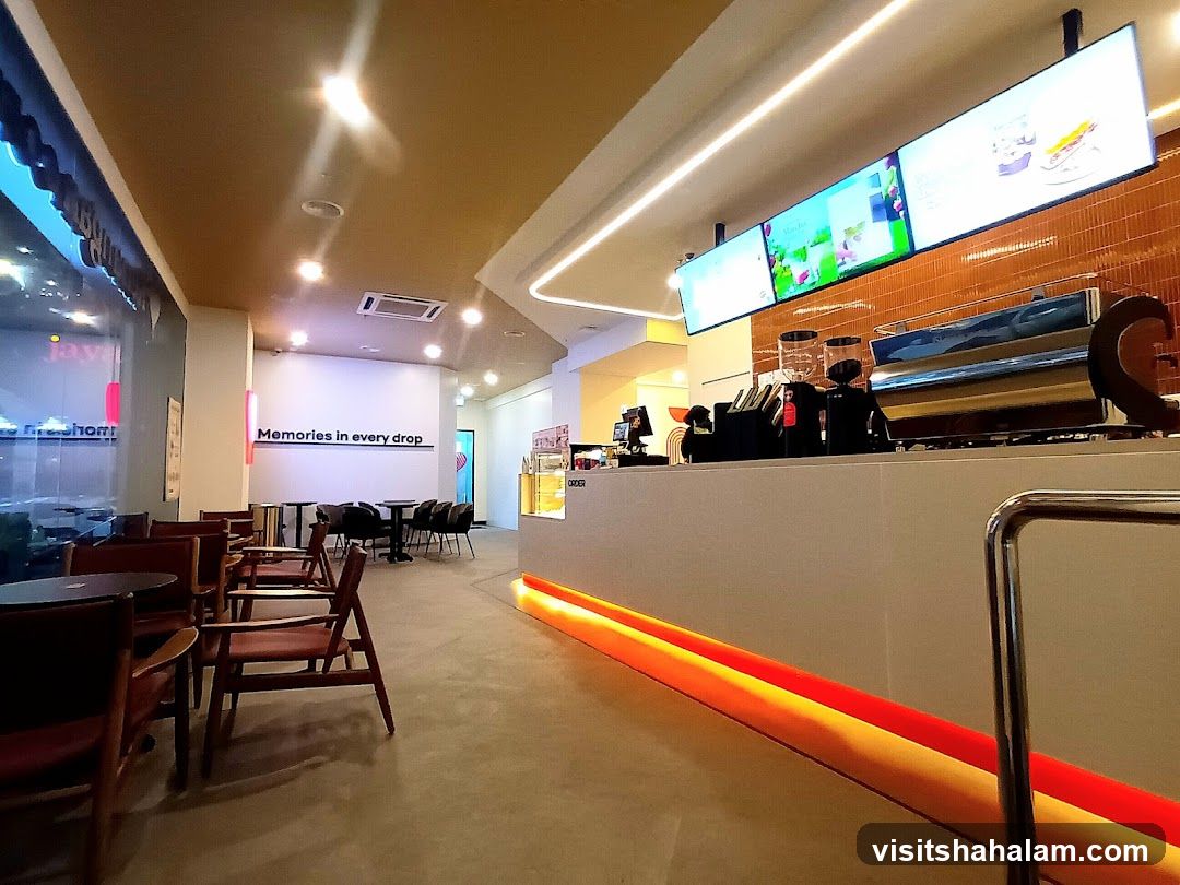 Cafe Interior with Seating and Counter