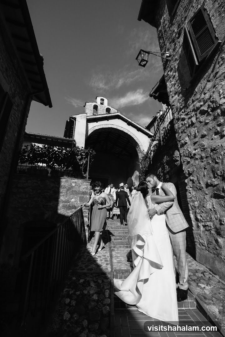 Wedding Procession on Stone Steps