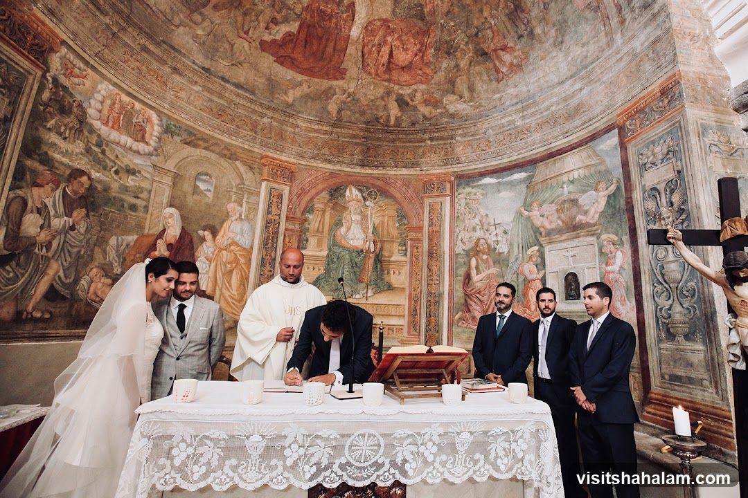 Wedding Ceremony in a Frescoed Church