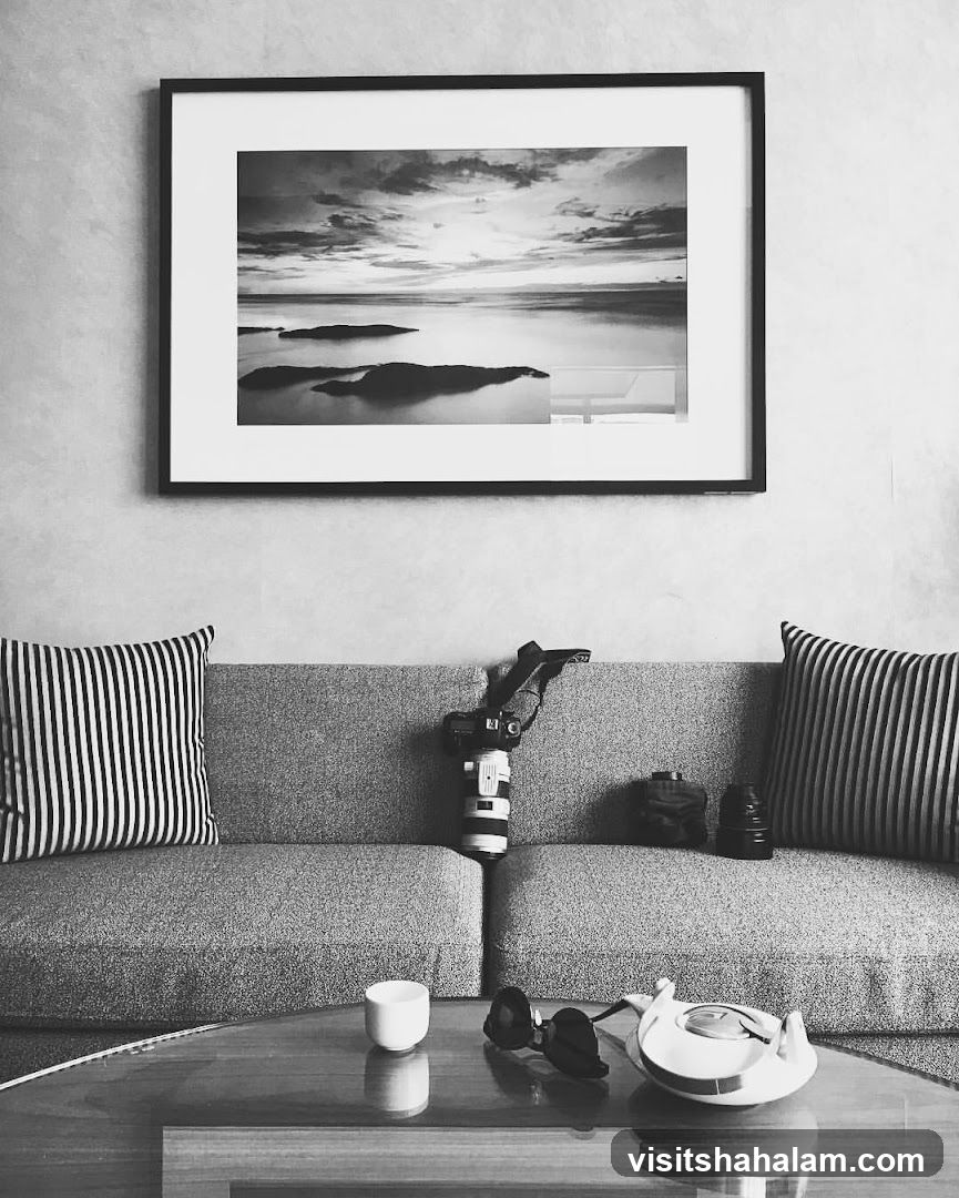 Living Room Scene with Camera and Teapot