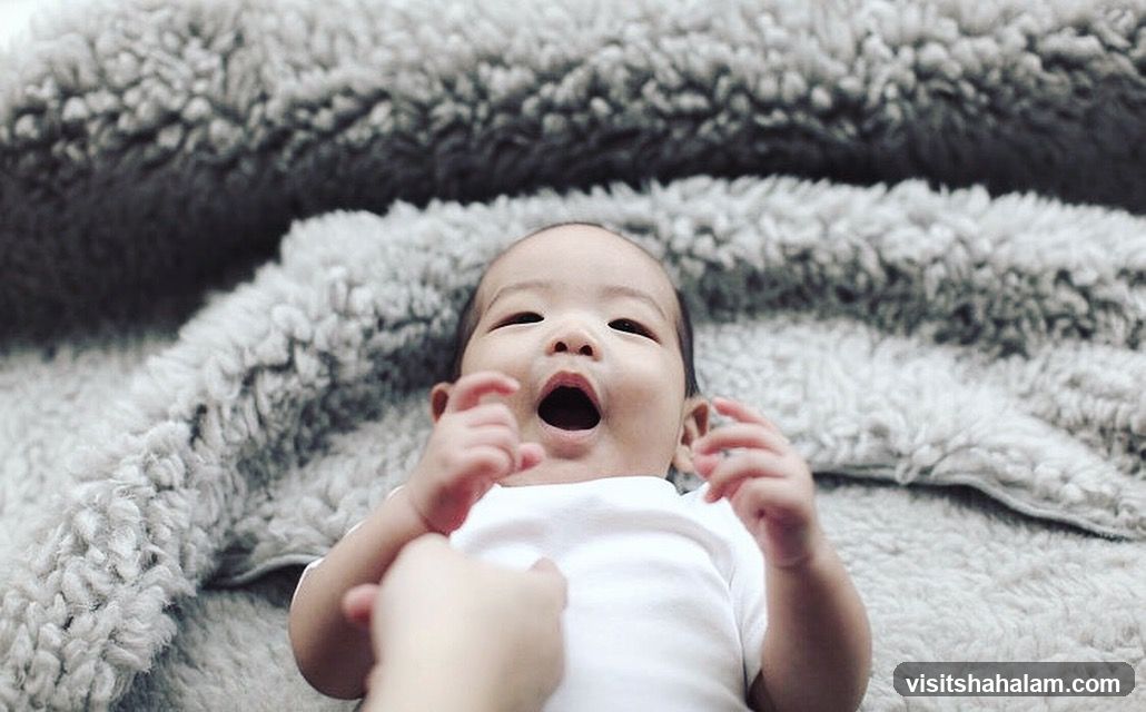 Baby on a fluffy blanket