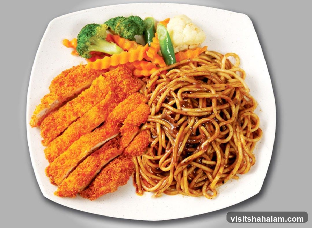 Chicken Katsu with Noodles and Vegetables