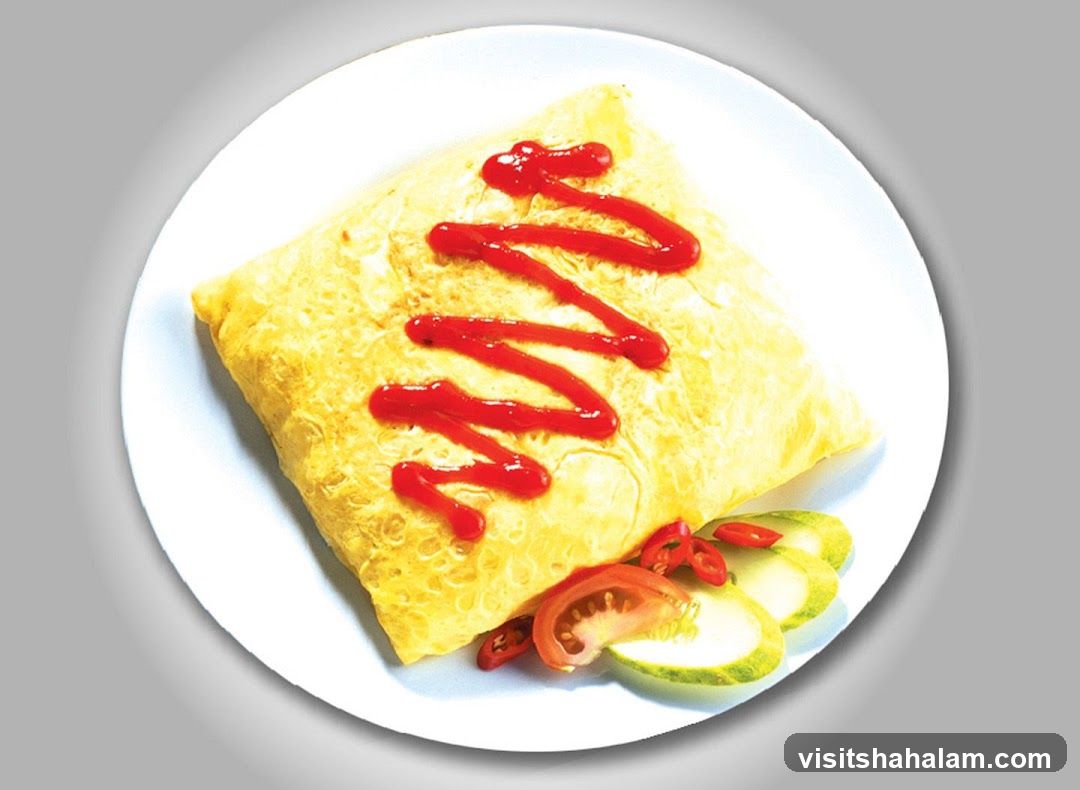 Omelet with Ketchup and Garnish