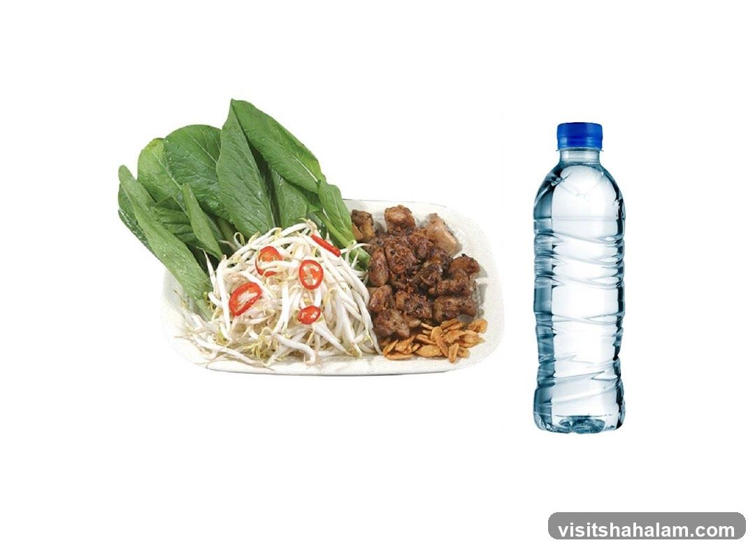 Meat and Vegetable Dish with Water Bottle