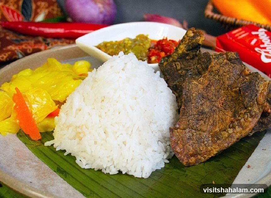 Beef Rendang with Rice and Pickles