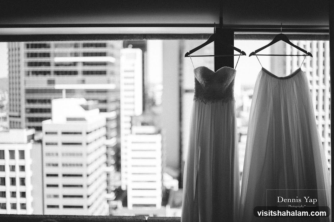 Wedding Dresses with Cityscape Background