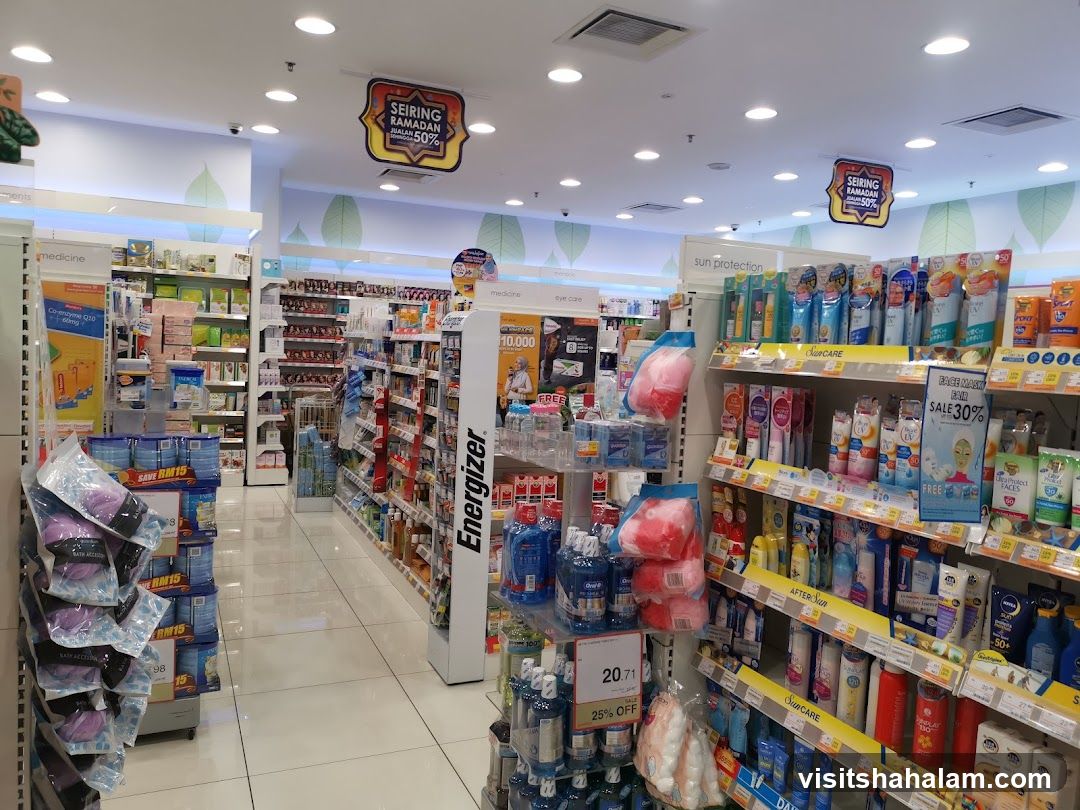Pharmacy Interior with Sale Signs