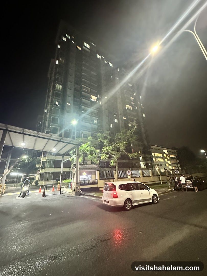 Apartment Building Entrance at Night