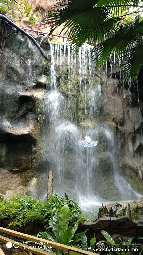 Waterfall with Sunway Lagoon Logo