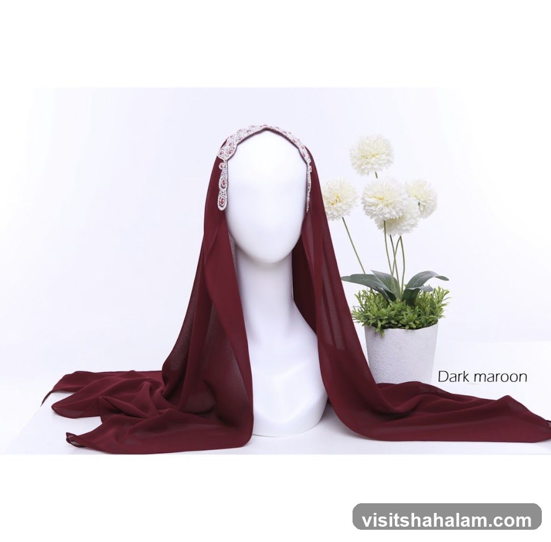 Dark Maroon Hijab on Mannequin