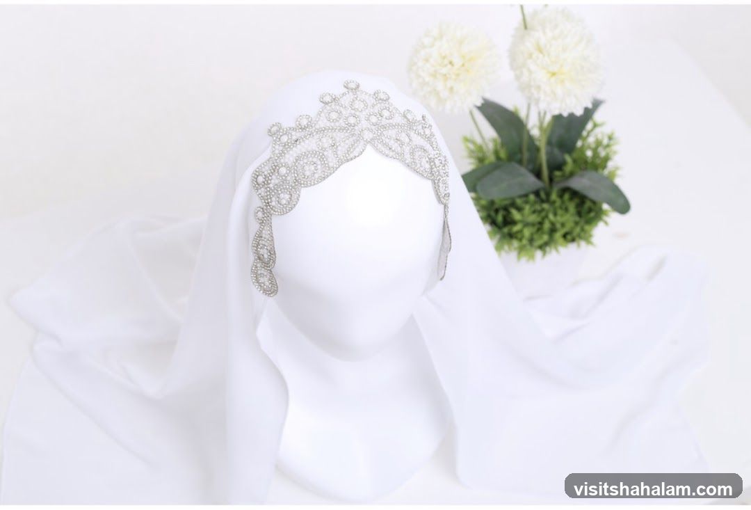 White Veil and Headpiece on Mannequin