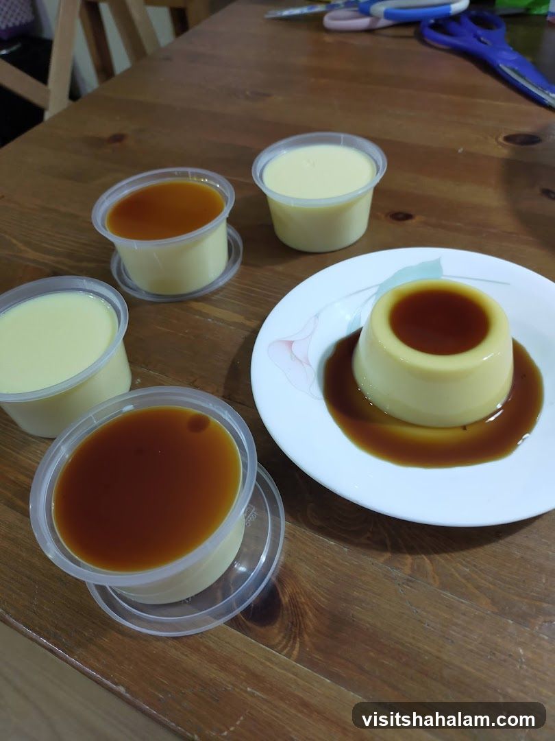 Custard desserts with caramel sauce