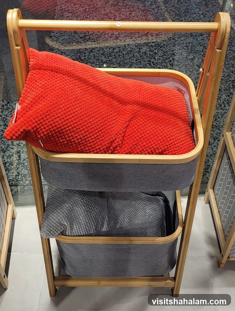 Storage rack with textiles