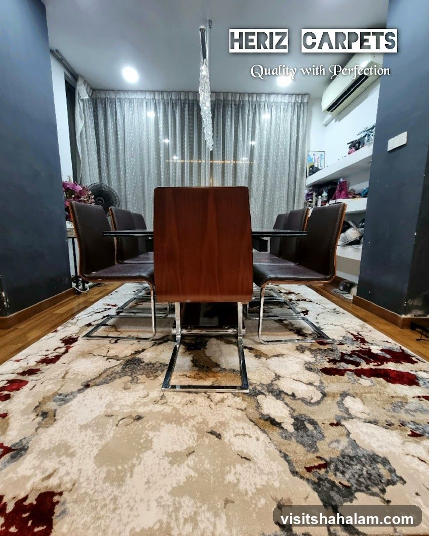 Dining Room with Abstract Rug