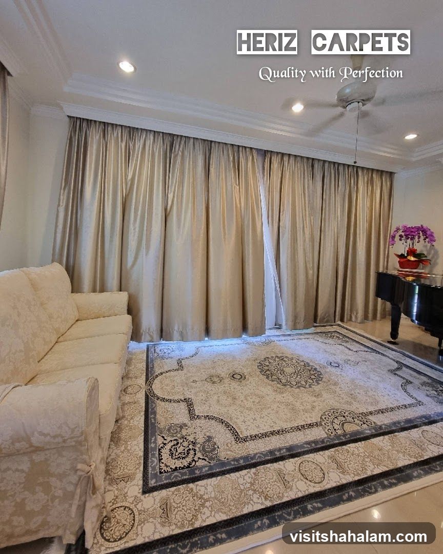 Living Room with Carpet and Piano