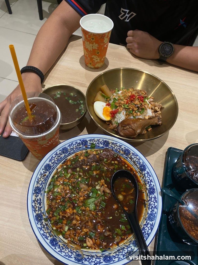 Table with food and drinks