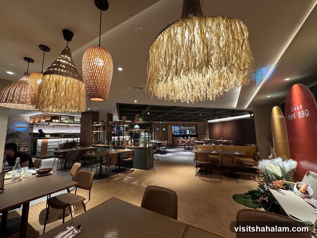 Restaurant Interior with Surfboard Decor